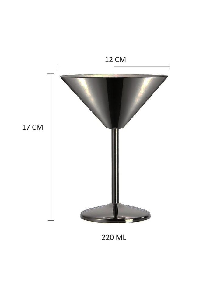 Бокал для мартіні чорного кольору із нержавіючої сталі 220 мл REMY-DECOR (266138054)