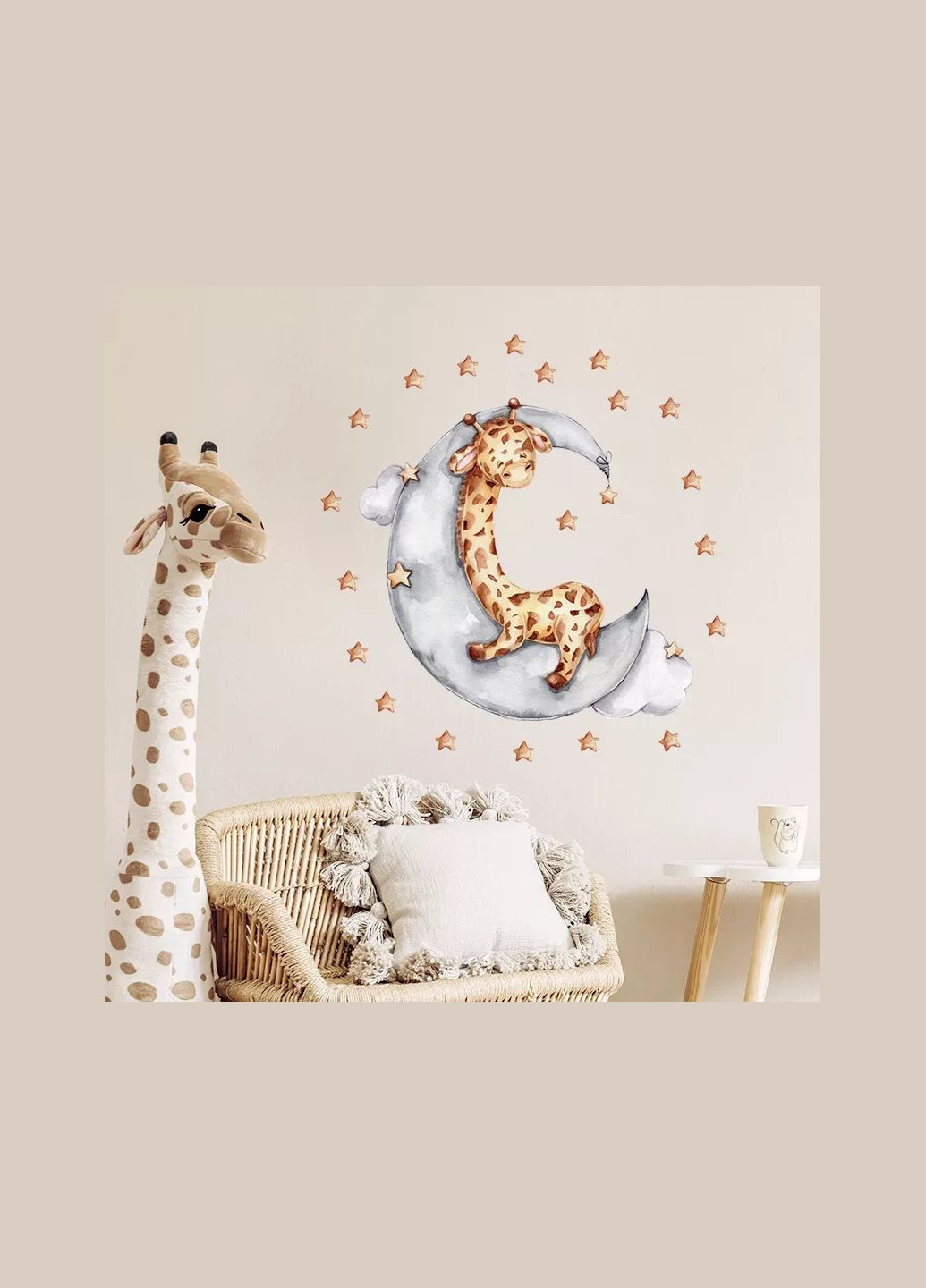 Вінілові наклейки на стіну Жирафик на місяці (лист 40 х 60 см) Б394-71 No Brand (302241957)