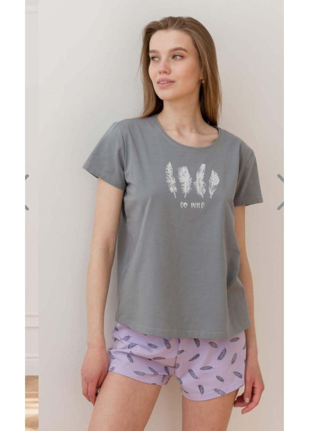 Сірий демісезонний комплект футболки та шорти Vivioji