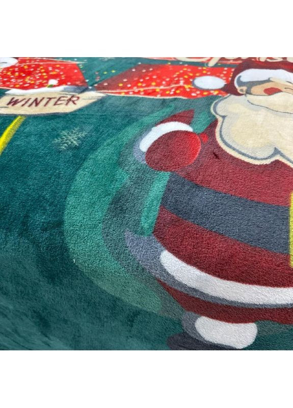 Новогодний Плед-покрывало зеленого цвета с рисунком, Евро 200x220 см. No Brand (365749763)