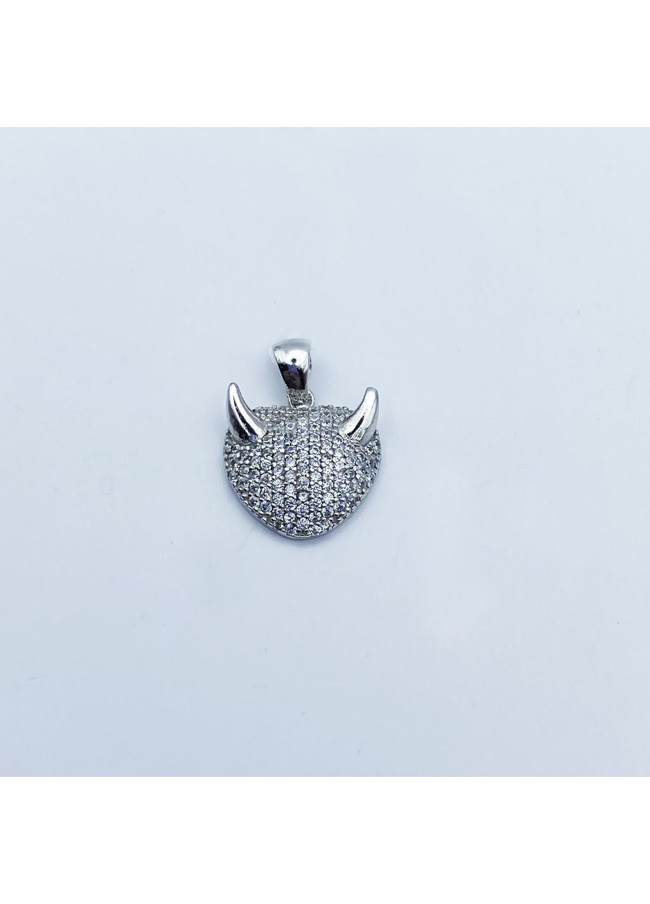 Кулон срібний з кубічним цирконієм "Сердечко з ріжками" 1,8 г No Brand (369736549)
