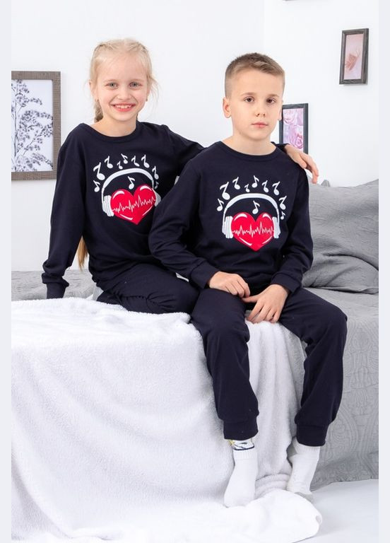 Синяя всесезон пижама детская "family look" (p-13442) Носи своє