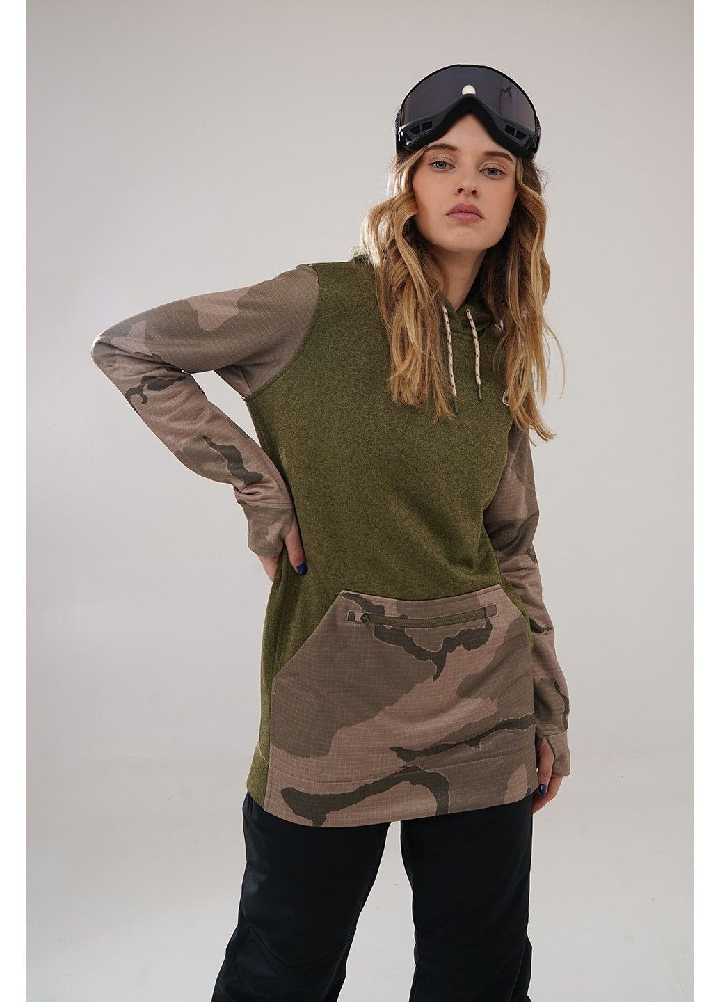 Худі W OAK LONG PULLOVER HOODIE martini olive heather/barren camo - 20840-W21 Burton (358497925)