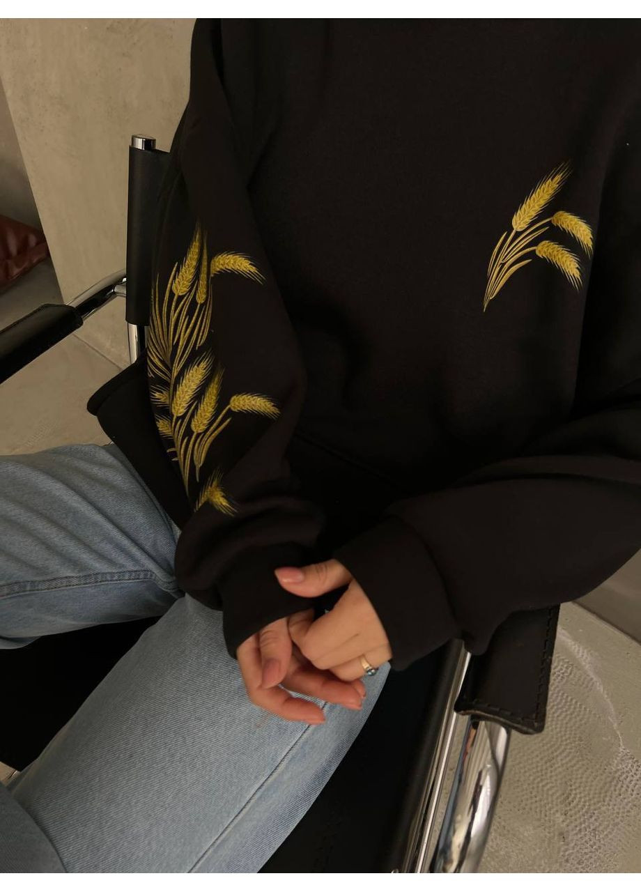 Жіноче худі оверсайз з капюшоном і принтом на рукаві Україна (354693452)