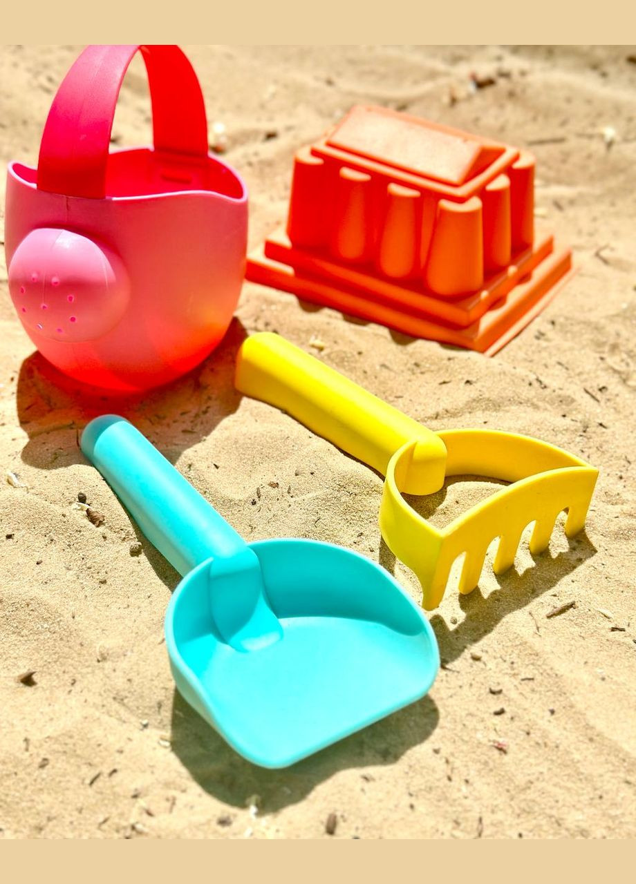 Детский силиконовый набор для игры с песком и водой DL27 4 элемента Розовый Fun Game (327217232)