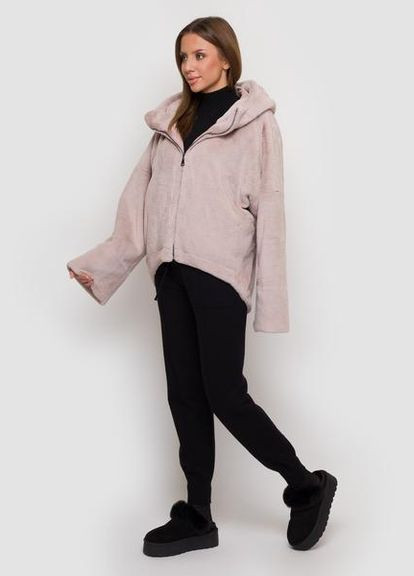 Мягкая экошуба с капюшоном 87-89-002-73 Розовый 17-42 Samange (311669097)