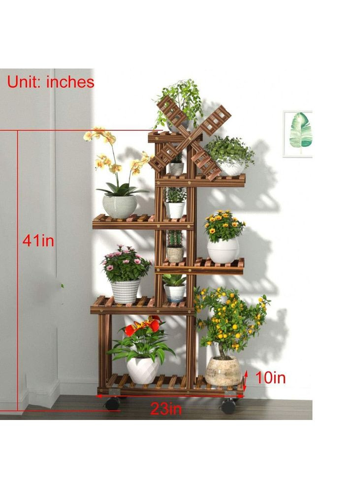 Подставка для цветов из дерева Матури 3 на колёсиках мокко (ЦВТ-310610) No Brand (328227539)