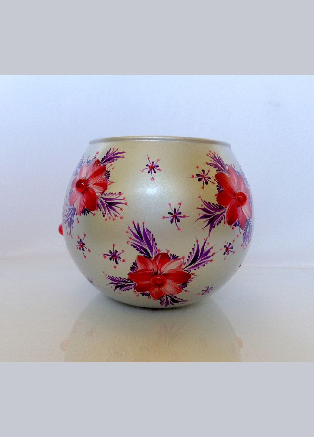 Ваза маленька срібляста ручної роботи декоративна з авторським розписом "Аврора" No Brand (349842704)