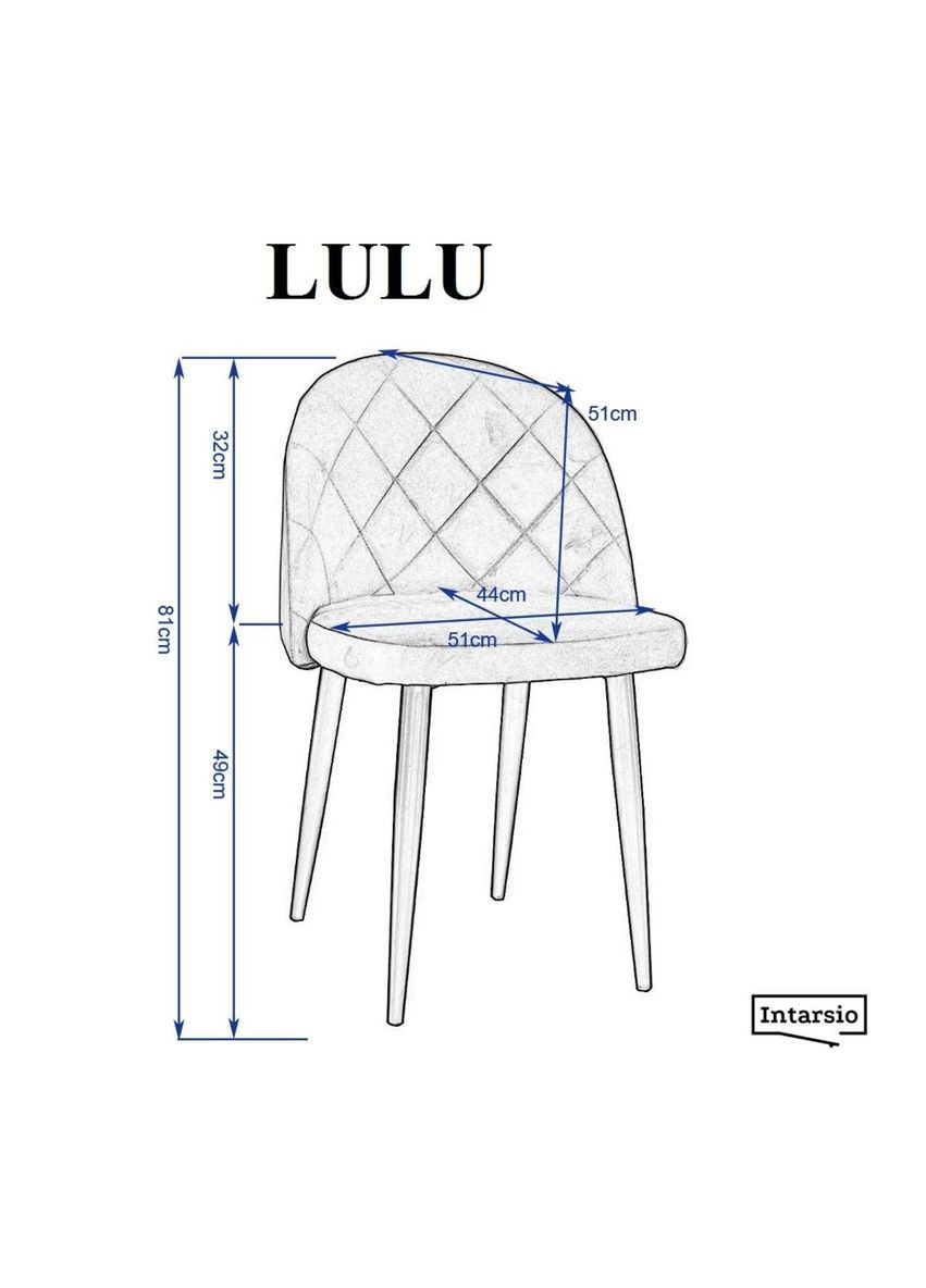 Стілець LULU чорний каркас/світло-сірий Intarsio (365461509)