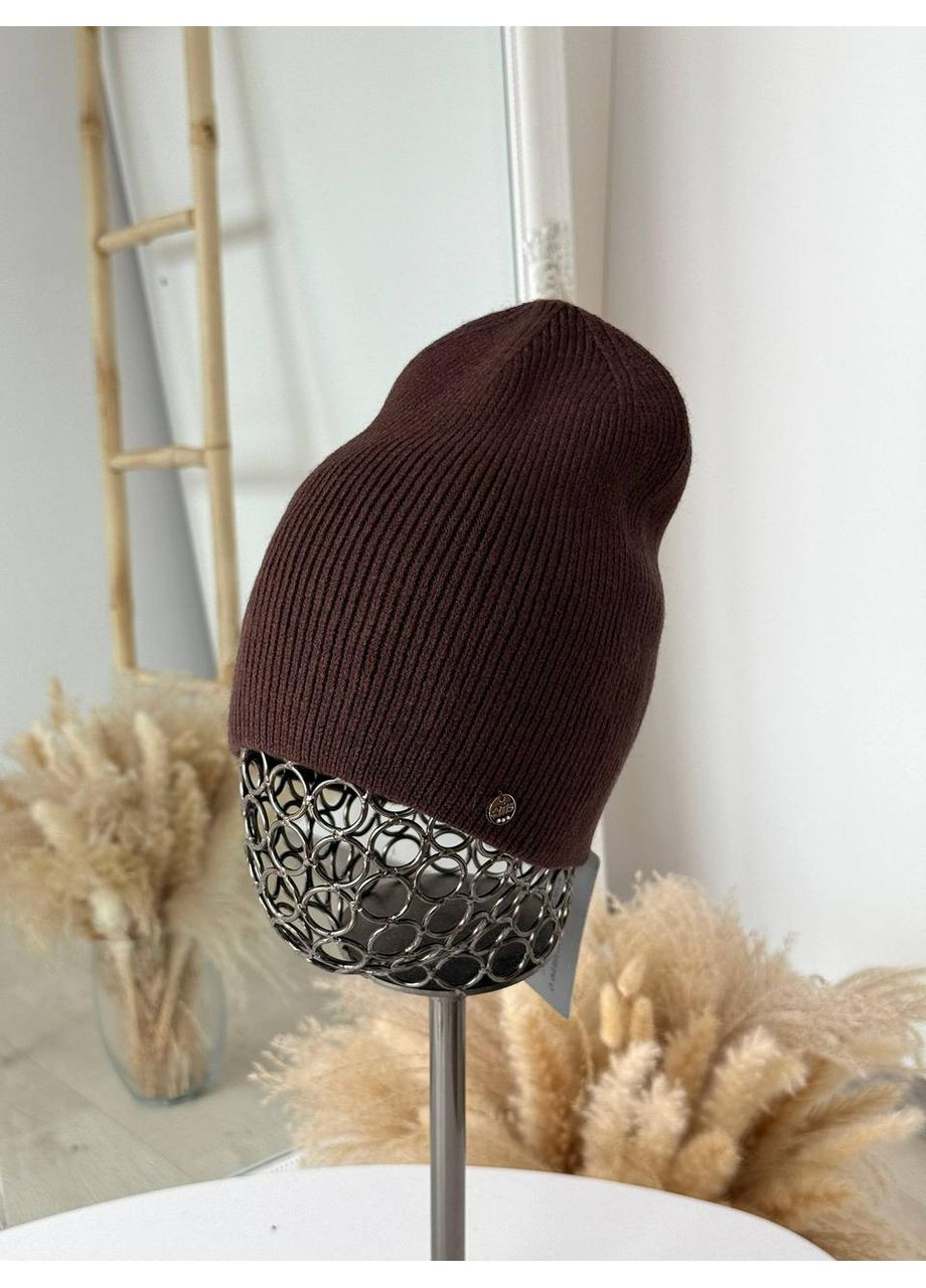 Женская трикотажная шапка без отворота, теплая осенне-зимняя, стильная базовая шапка бини, мягкая эластичная вязаная шапка No Brand (364191181)