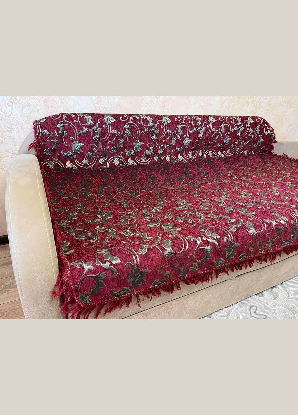 Накидки на диван та крісла гіпоалергенна 150х200 см Бордовий (П4-divandek-classic-003-02) No Brand (306633787)