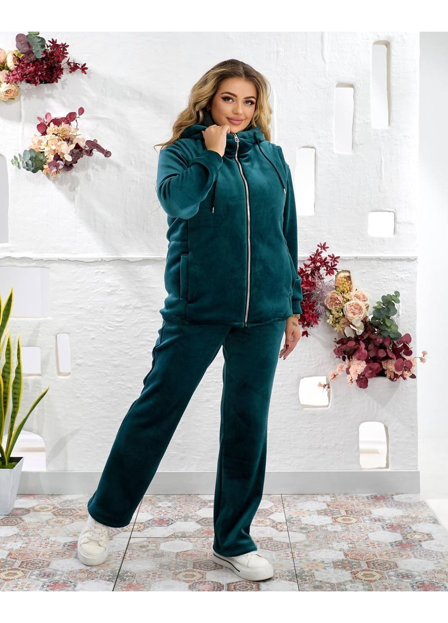 Женский теплый велюровый костюм тройка с жилеткой No Brand (363320580)