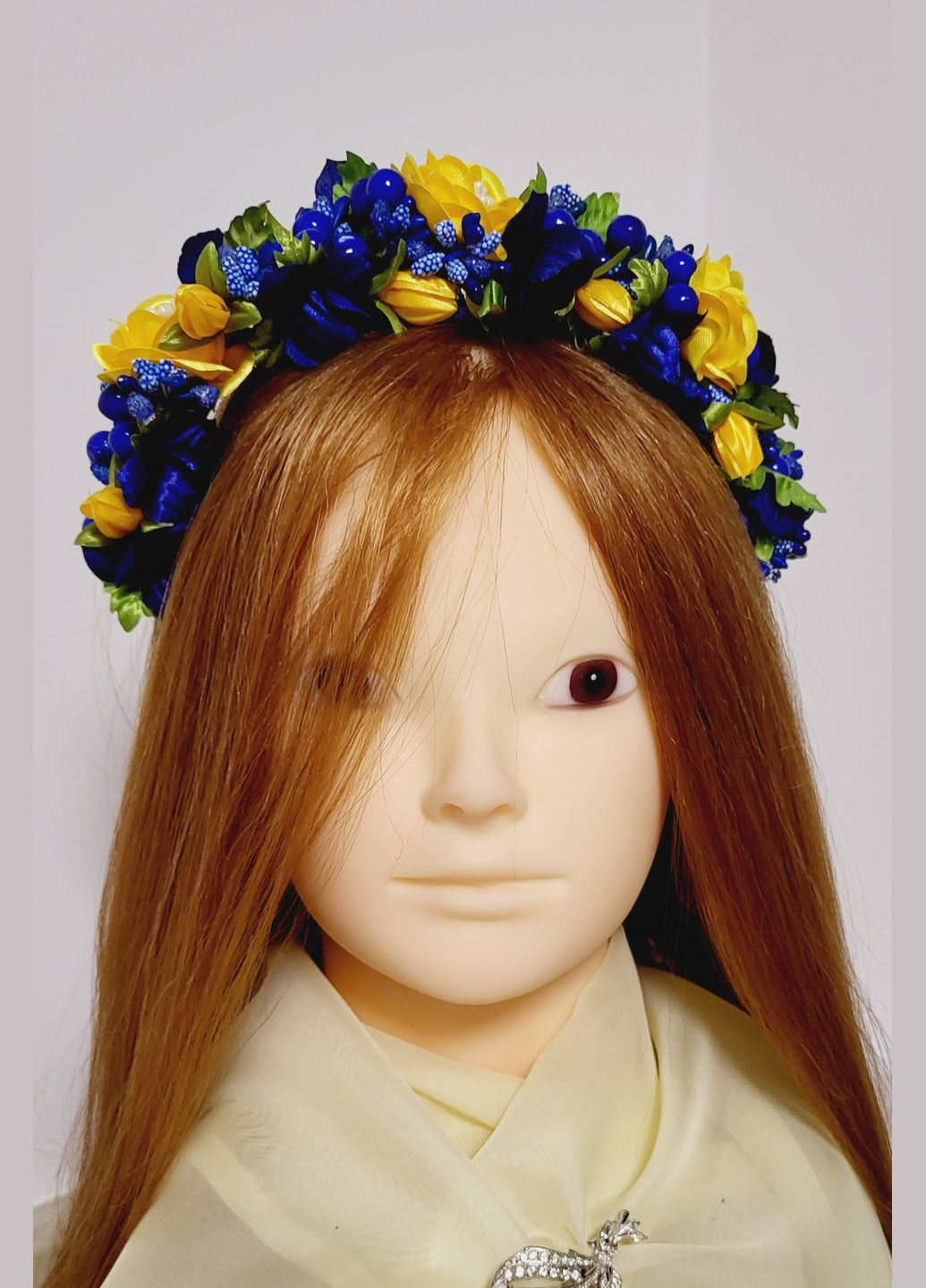 Венчик-обруч на голову ручной работы с желто-синими цветами. Hand Made (316091117)