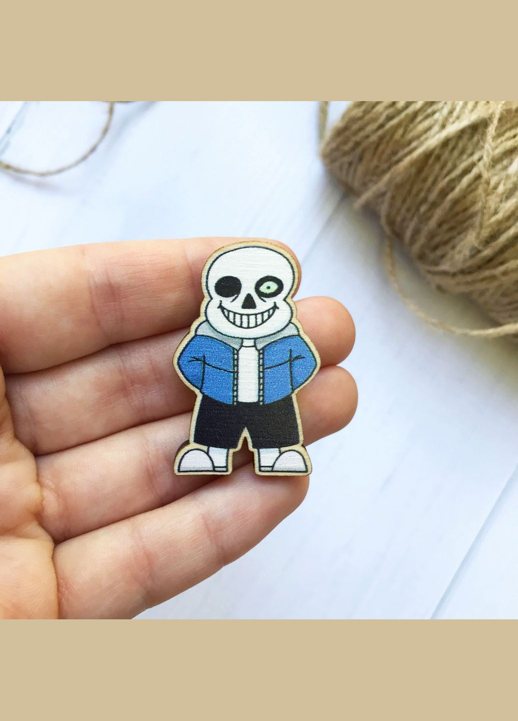 Деревянный значок "Sans Undertale" Cozy-Up (291162037)