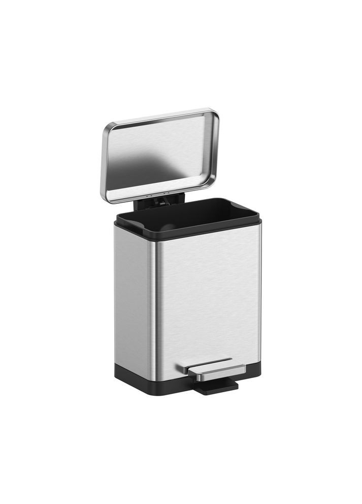 Відро для сміття з плавним закриттям прямокутне TC-010315-02 15 л колір нержавійка (KR5603) KOER (341331719)