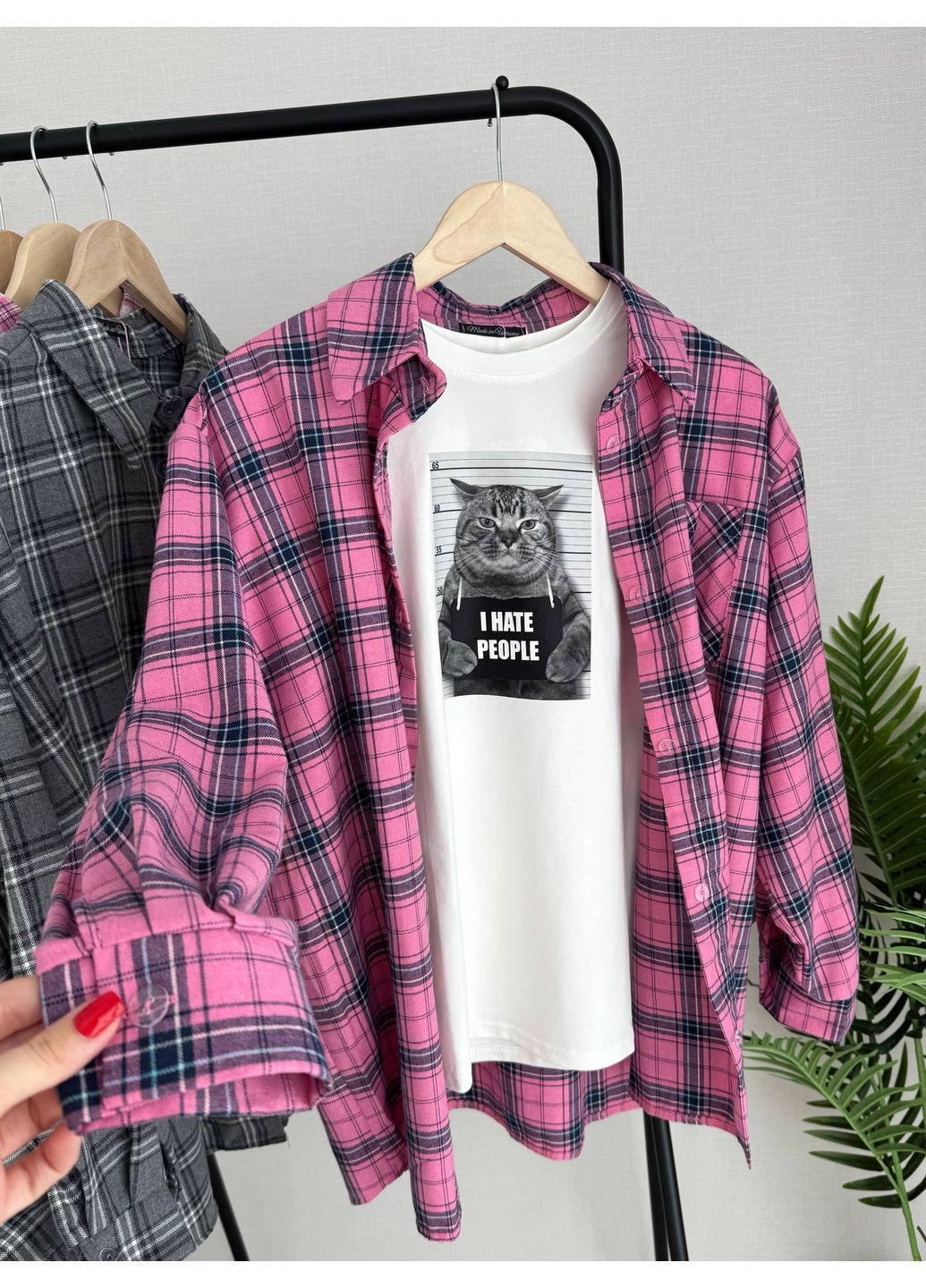 Жіноча сорочка в клітинку з довгим рукавом No Brand (363023310)