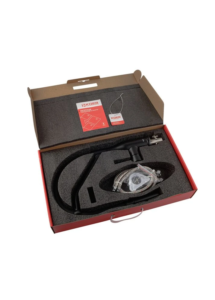 Смеситель для кухни KI-70026-05 с черным силиконовым изливом (KR5210) KOER (321214444)