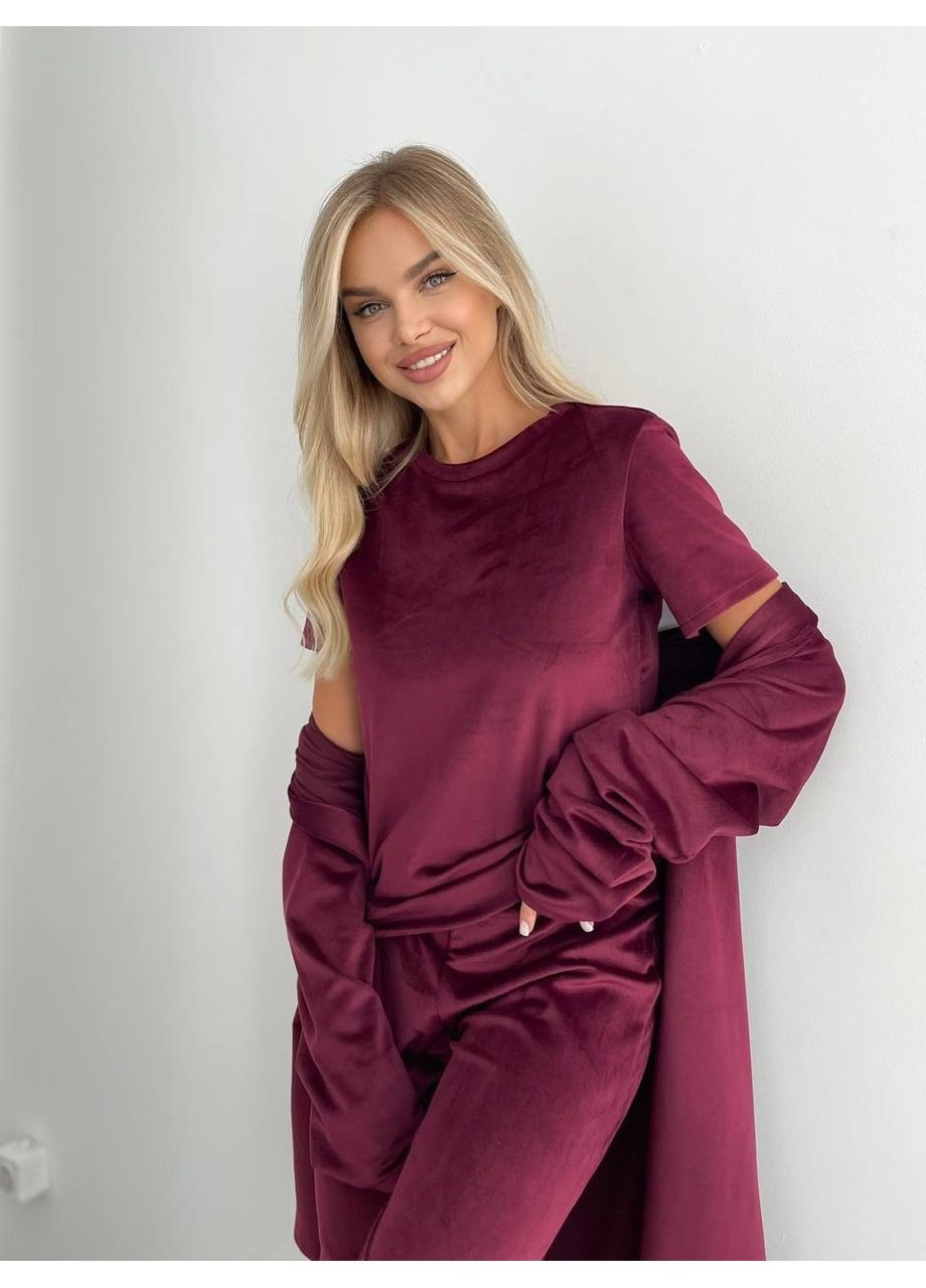 Бордова всесезон піжама кофта + футболка + брюки Україна UMButik