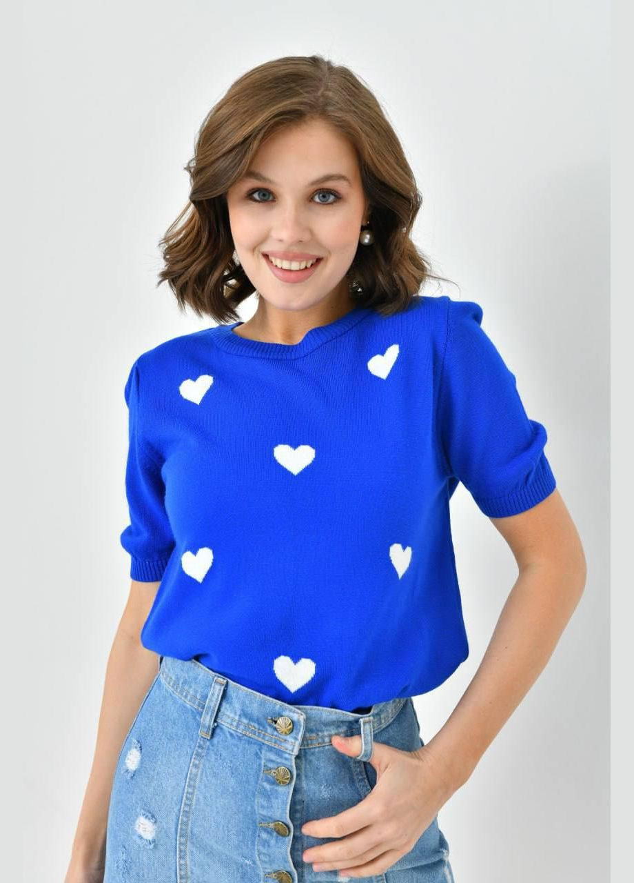 Голубая демисезон футболка с сердечками No Brand