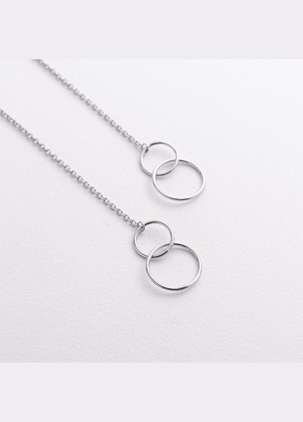 Срібні сережки - пусети Кільця на ланцюжку 40013 Oniks (347193640)