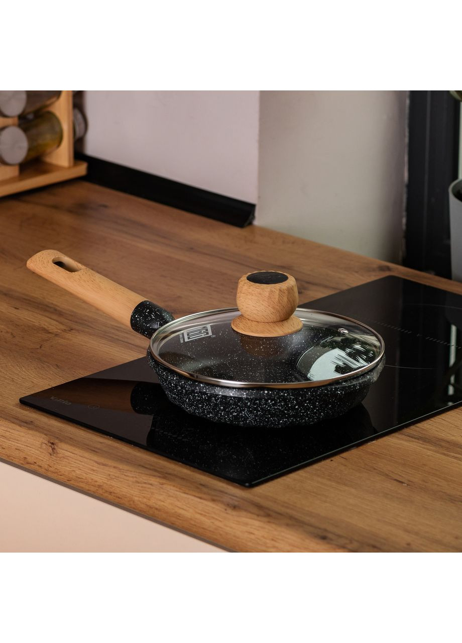 Алюминиевая сковорода Marble с антипригарным покрытием 1 литр Ø 20 см Black HP-4-421B MGC (370801781)