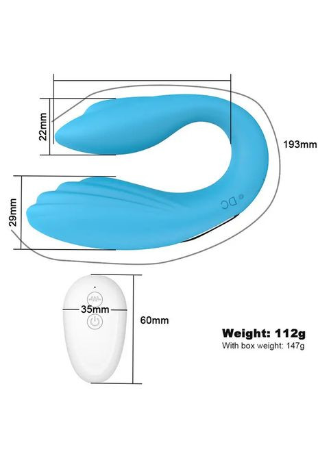 Вібратор Подвійний з Пультом управління жіночий стимулятор клітора та точки g для Пари на Акумуляторі China INT 1A0104A (360880109)