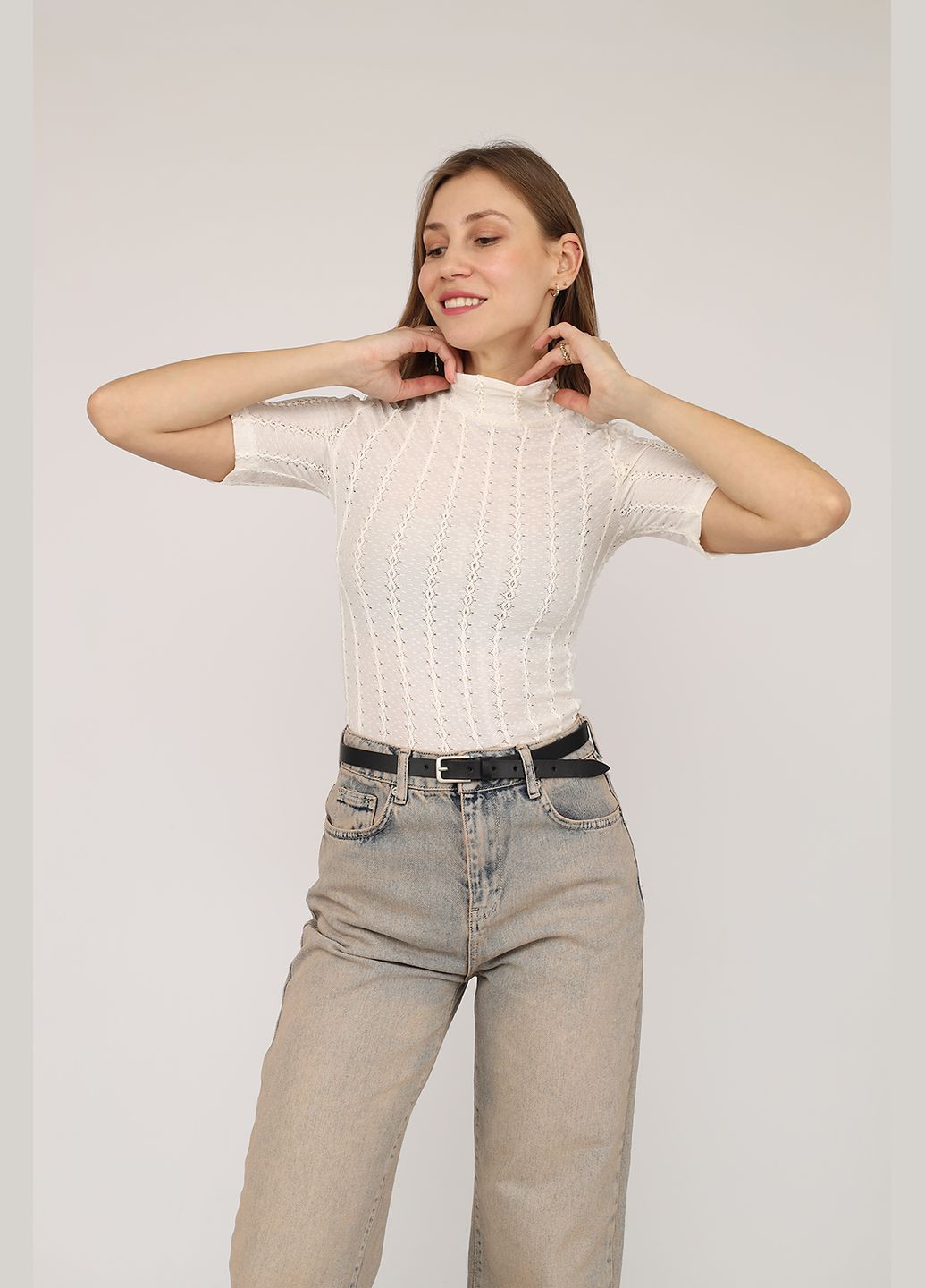 Футболка с коротким рукавом женская цвет молочный ЦБ-00272149 Lefon - (323081465)