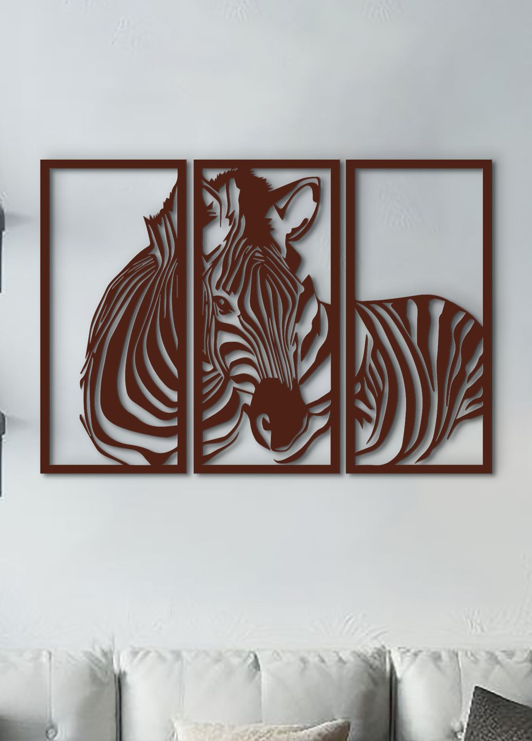 Картина лофт, настінний декор для дому "Зебра модульна картина", декоративне панно 40х60 см Woodyard (292113648)