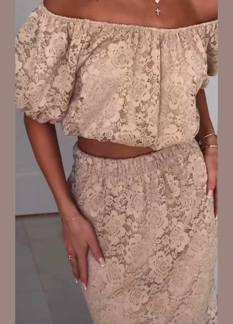 Женский костюм из гипюра с топом и юбкой. Avanti (335859637)