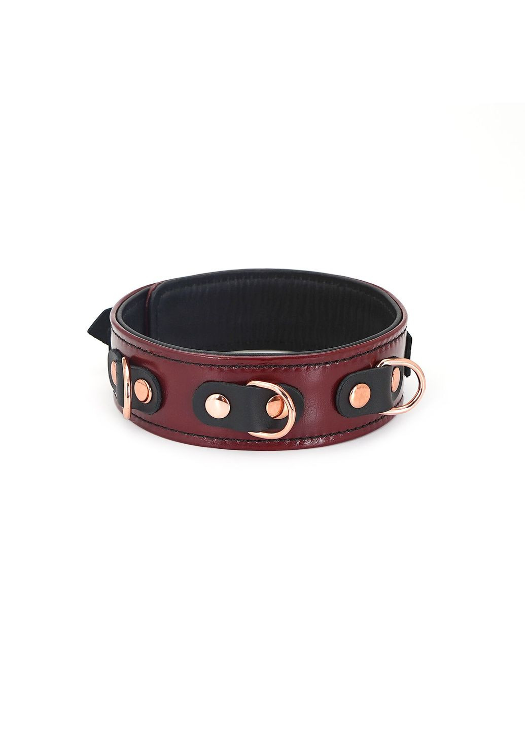 Кожаный ошейник с поводком Wine Red Collar and Leash, 3 кольца для крепления Liebe Seele (335392188)