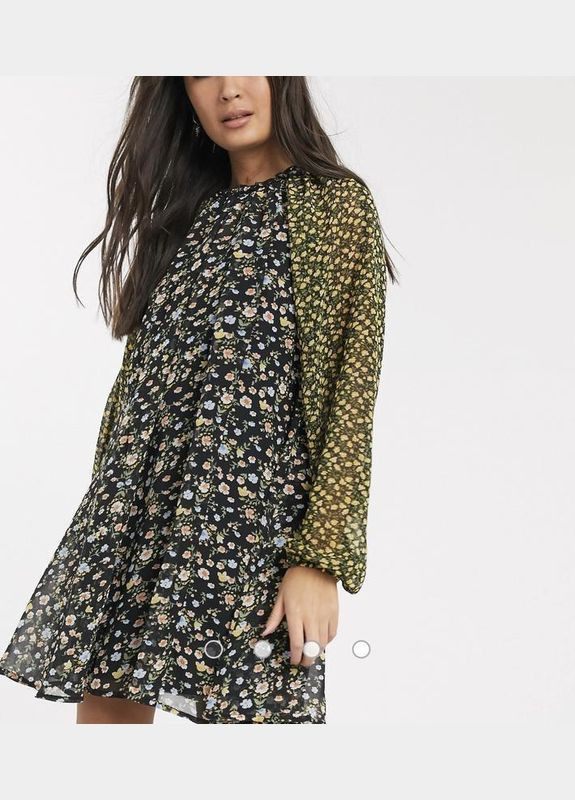 Черное платья мини в цветы Asos