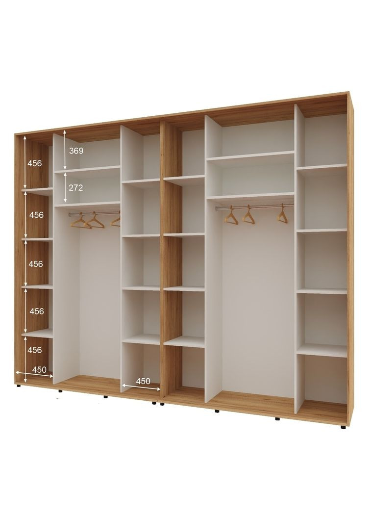 Шкаф-купе четырехдверный Комфорт Мебель 300*60*240 см Дуб золотой 4 двери Зеркало Макси Комфорт Меблі (360444643)