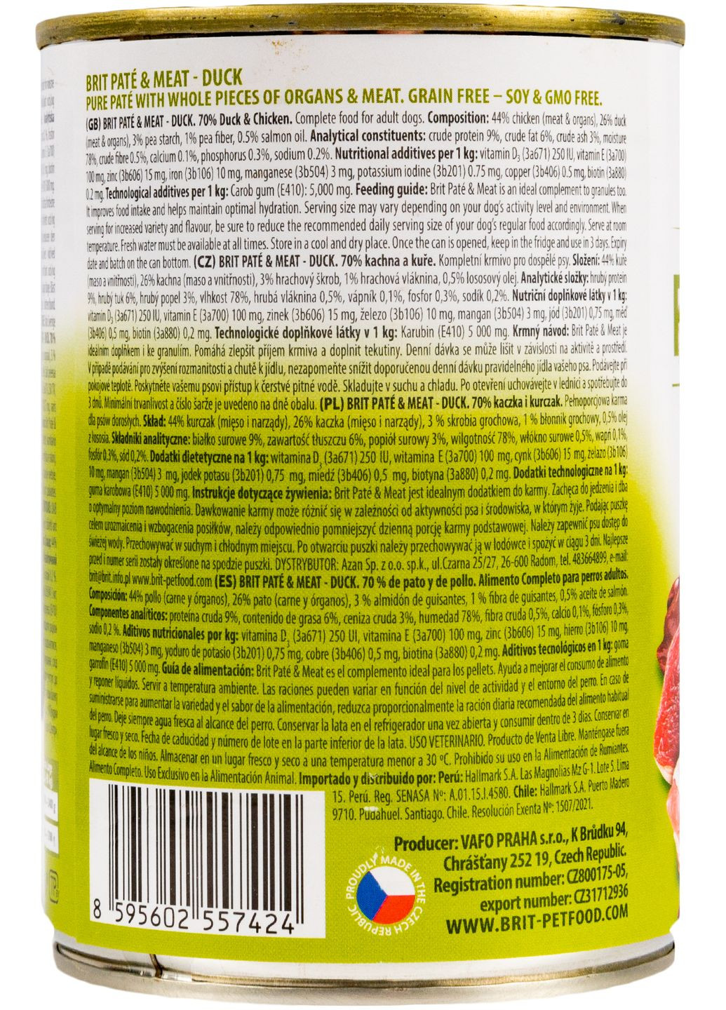 ПАК.Вологий корм для собак Brit Paté & Meat зі смаком качки та курки 6шт по 400 г Brit Care (306442414)