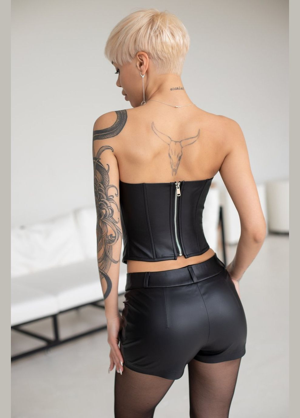 Корсет з еко-шкіри фігурний CHICLY (302647775)