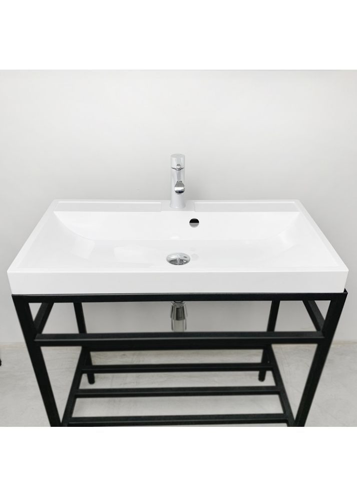 Умивальник 985х410мм, з отвором для змішувача/переливу, прямокутний STRENG Білий (35770990410) Adamant (373006139)