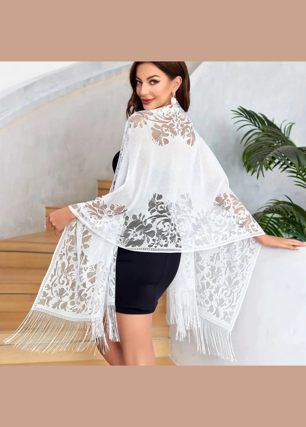 Шарф "Ева" белый свадебный церковный ажурный 152001 Husta (322502266)