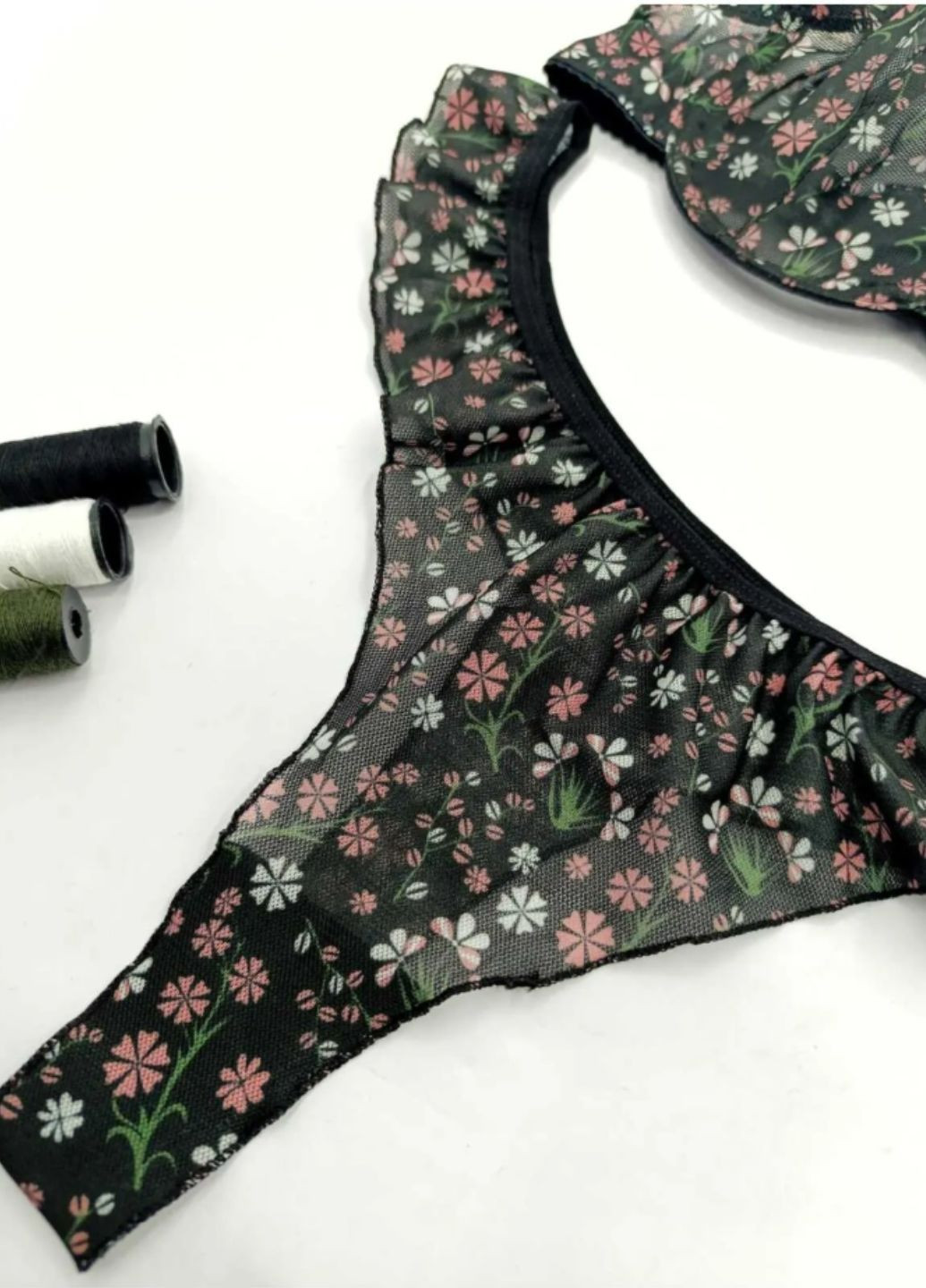 Черный демисезонный женский комплект нижнего белья в сеточку black flowers (1728 01) 75 BLUE AVCI