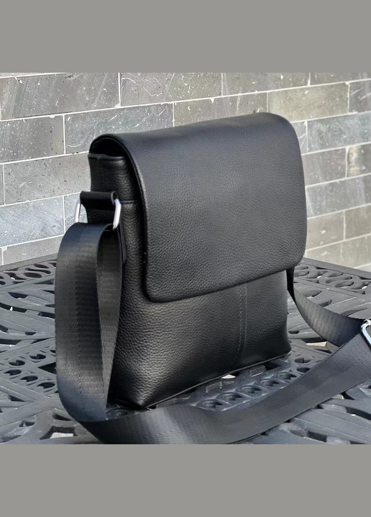 Кожаная мужская черная сумка через плечо мягкая 12977 Tiding Bag (321110965)