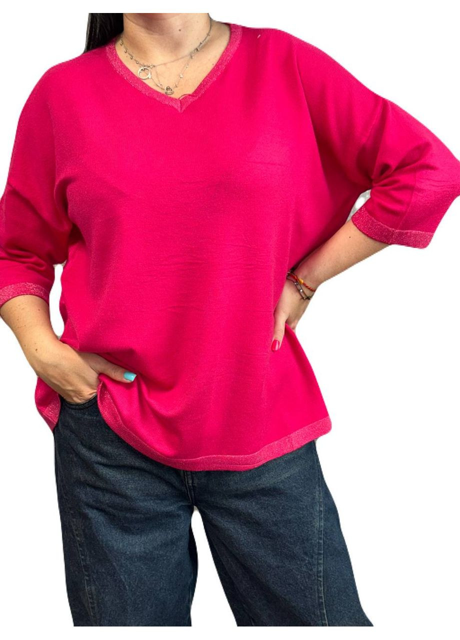 Малиновый демисезонный джемпер с люрексом Wool & Cashmere