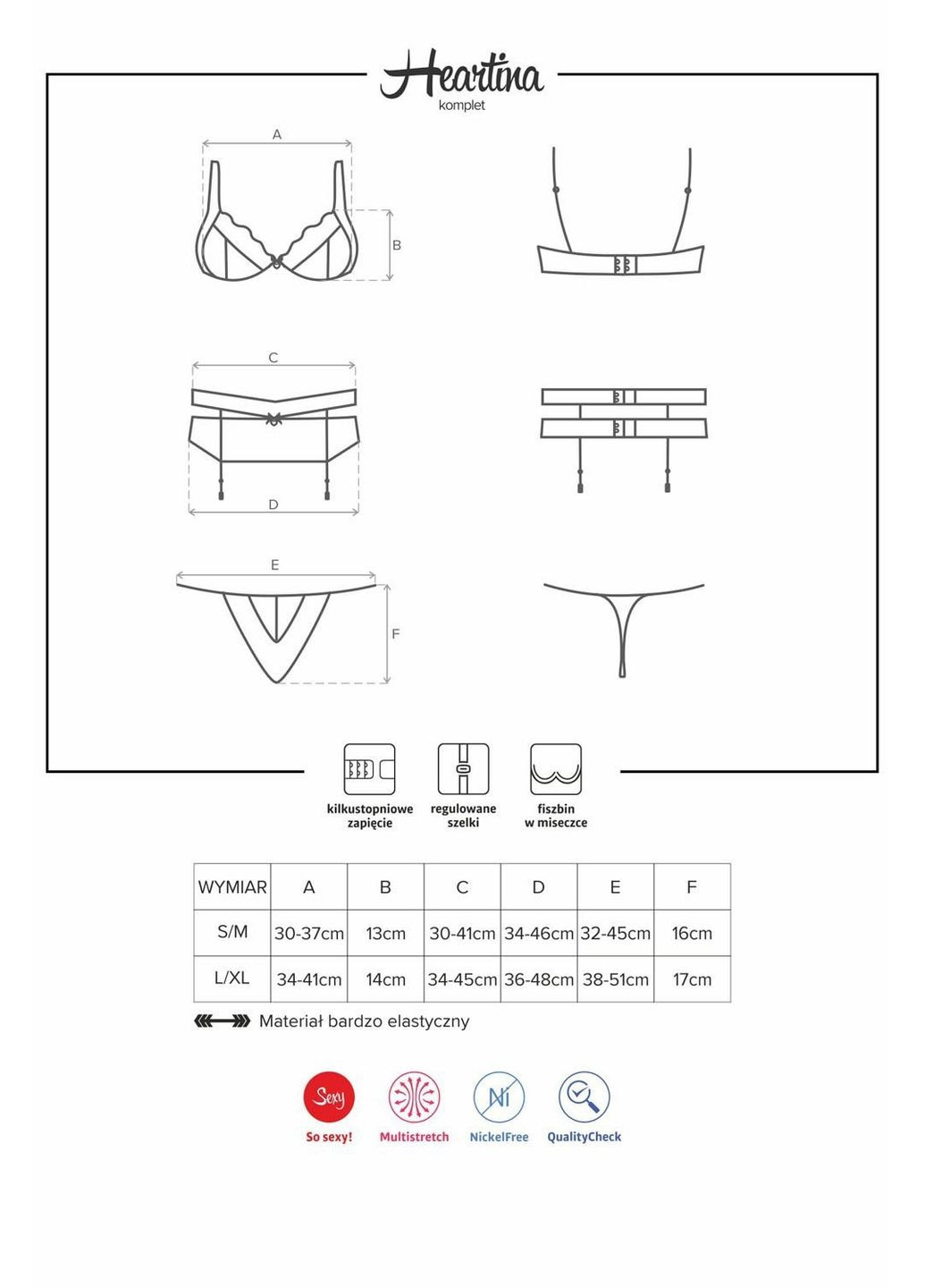 Черный демисезонный комплект с поясом для чулок heartina set Obsessive