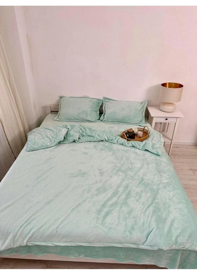 Постільна білизна плюшева полуторна Home 20951 160х215 см м'ятна DUSHKA (327791599)