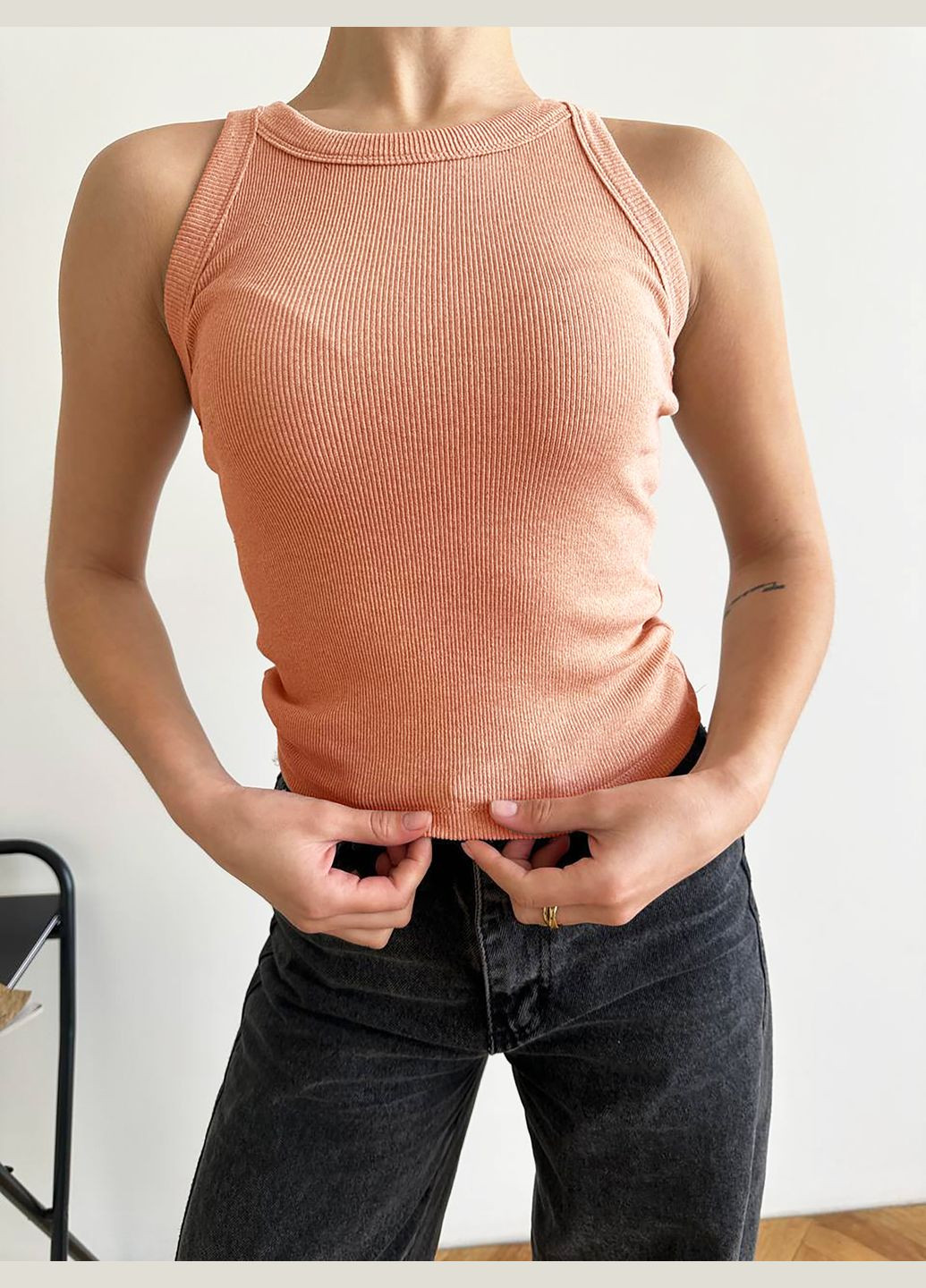 Базовая женская майка в рубчик InFashion — 338629647