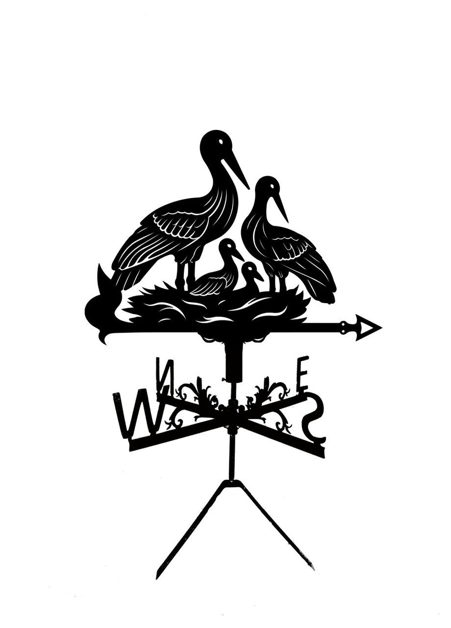 Флюгер Аисты №4, флюгер на крышу из металла 2 мм. No Brand (368896441)