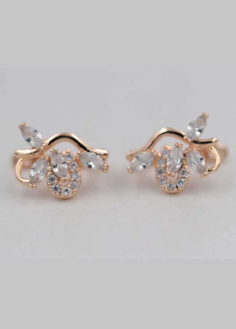 Позолоченные серьги с белыми цирконами код 1359 PTR No Brand (317769151)