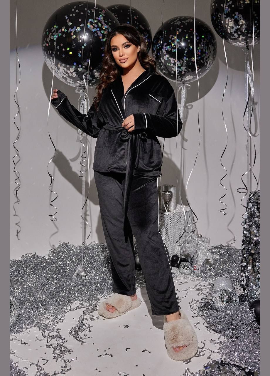 Чорна піжама жіноча кофта + брюки No Brand