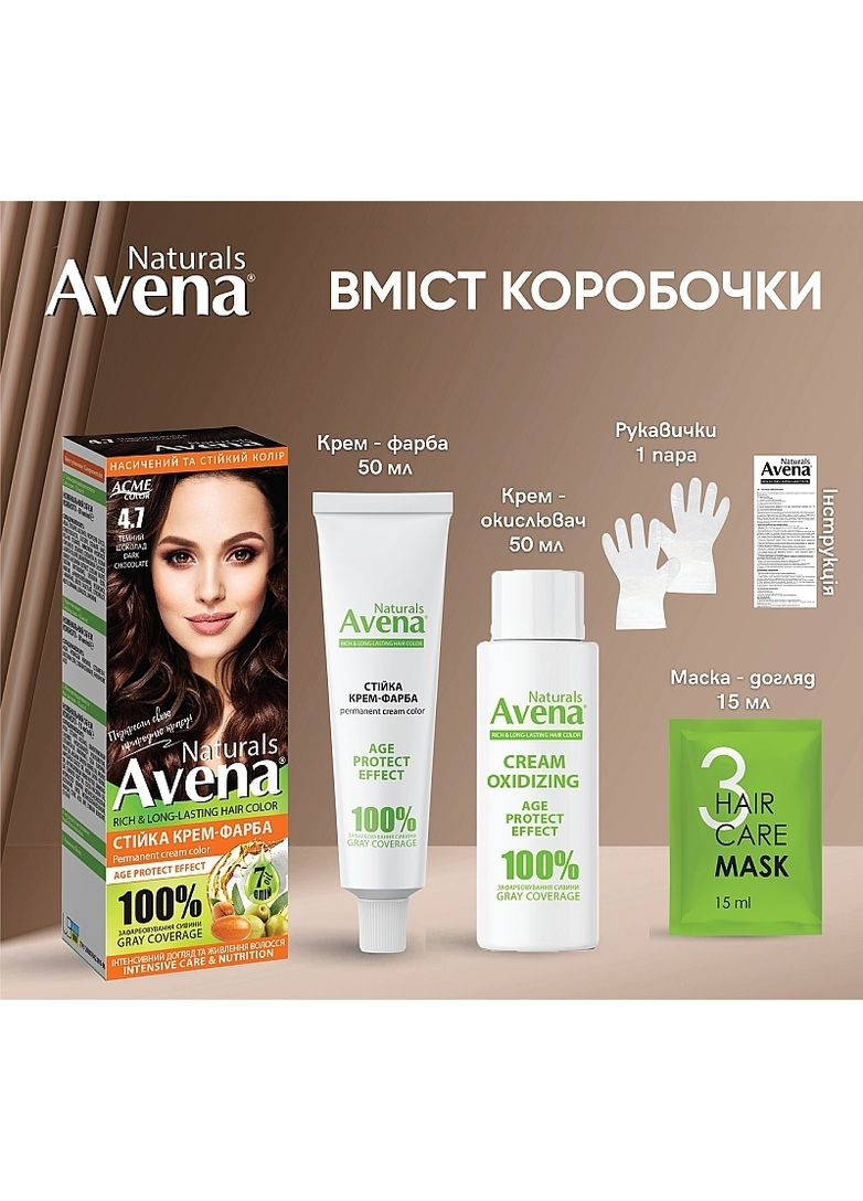 Стойкая крем-краска для волос Avena Naturals 5.15 - Chocolate (2-1195255) Acme Color (375301074)