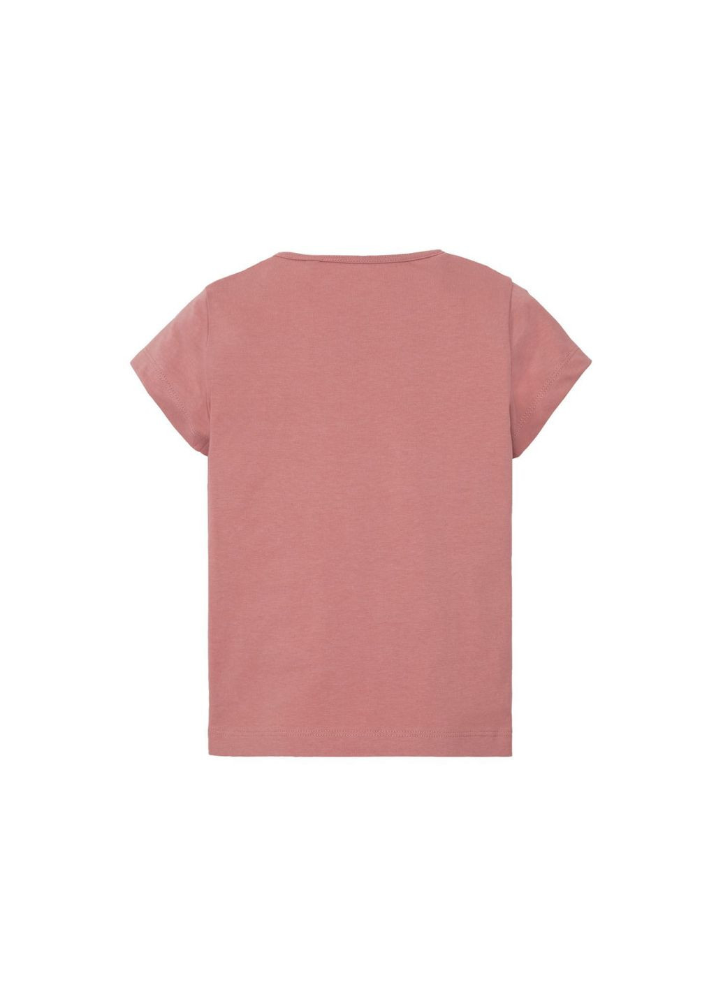 Розовая демисезонная футболка хлопковая с оборками для девочки 327673 Lupilu