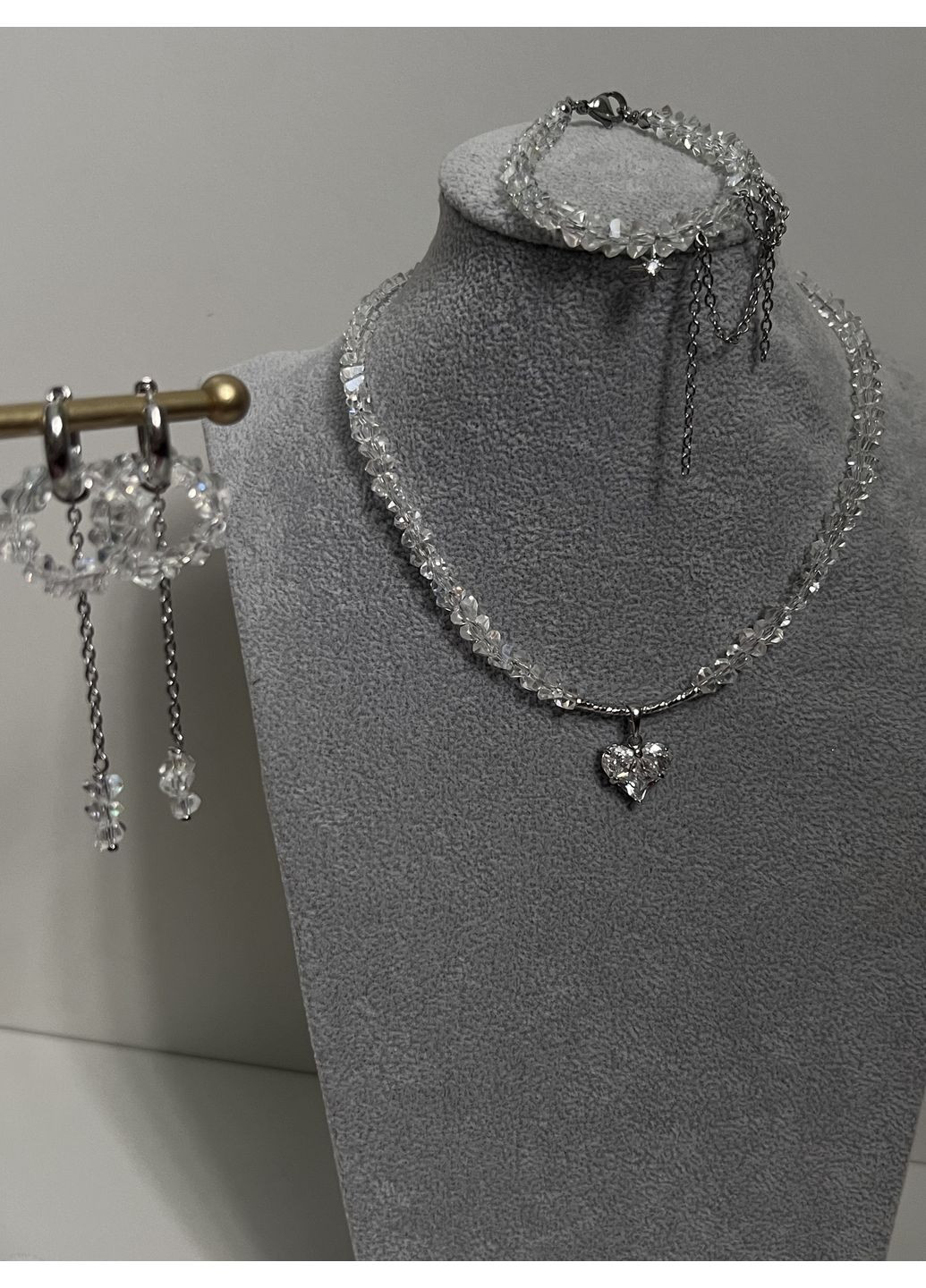 Сережки-трансформери срібні зі зйомними підвісками серце і ланцюжками No Brand (355803576)