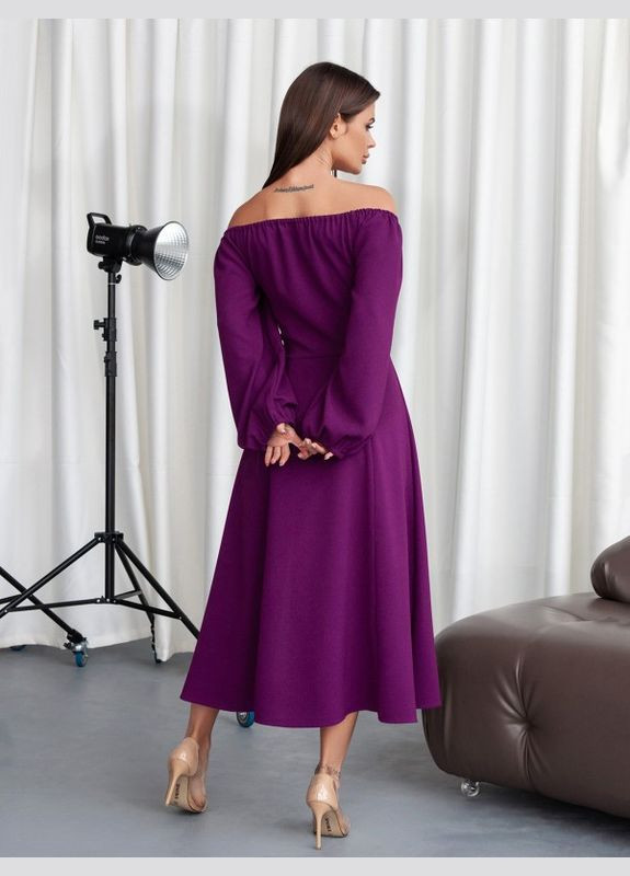 Фіолетова повсякденний фіолетова ретро сукня з розрізом ISSA PLUS однотонна