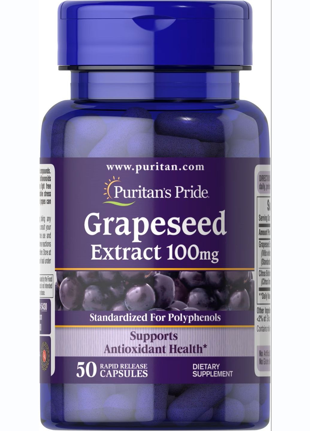 Екстракт виноградних кісточок Puritan's Pride Grapeseed Extract 100 mg 50caps Puritans Pride (293820201)